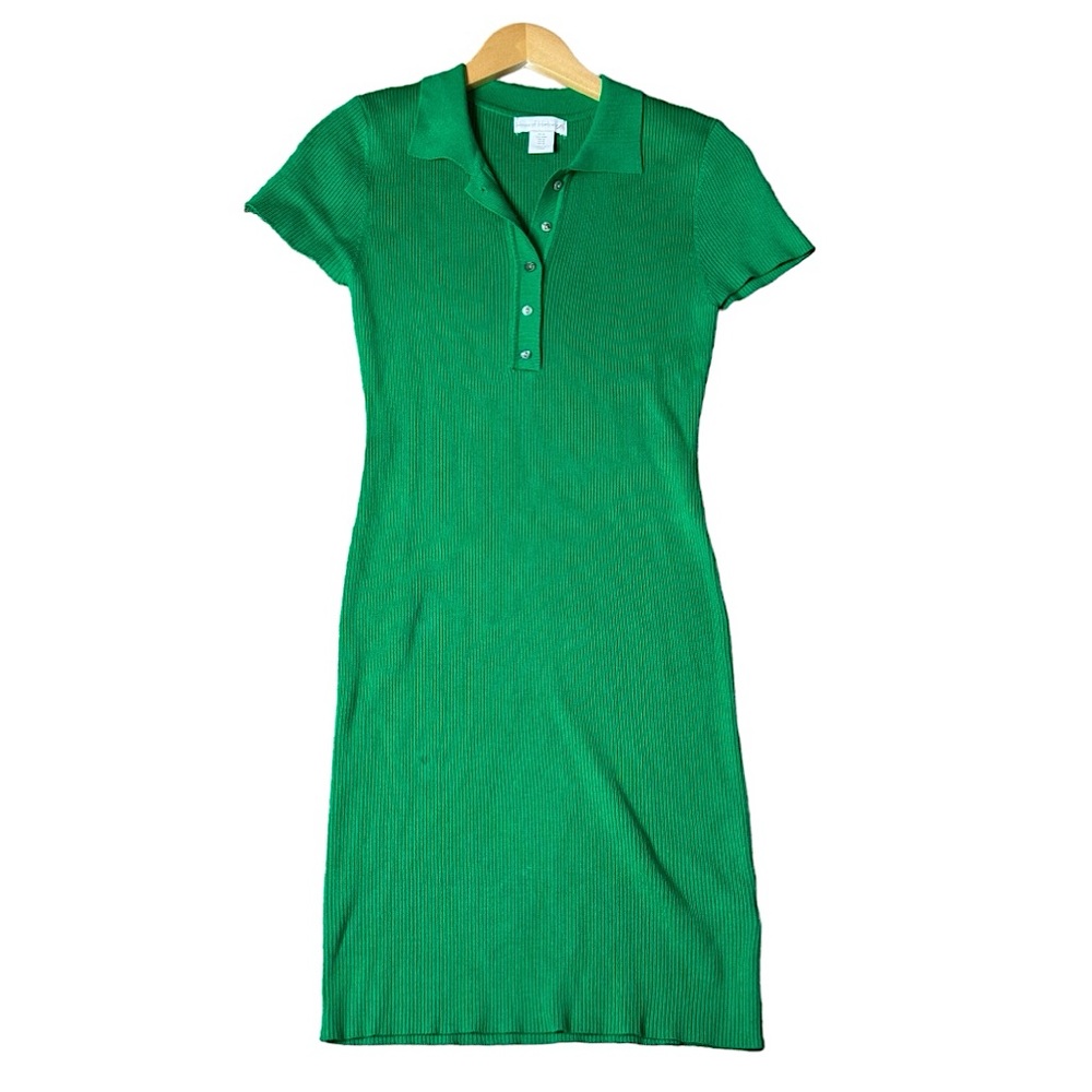 House of Harlow 1960 Ribbed Knit Polo Henley Midi Dress size M